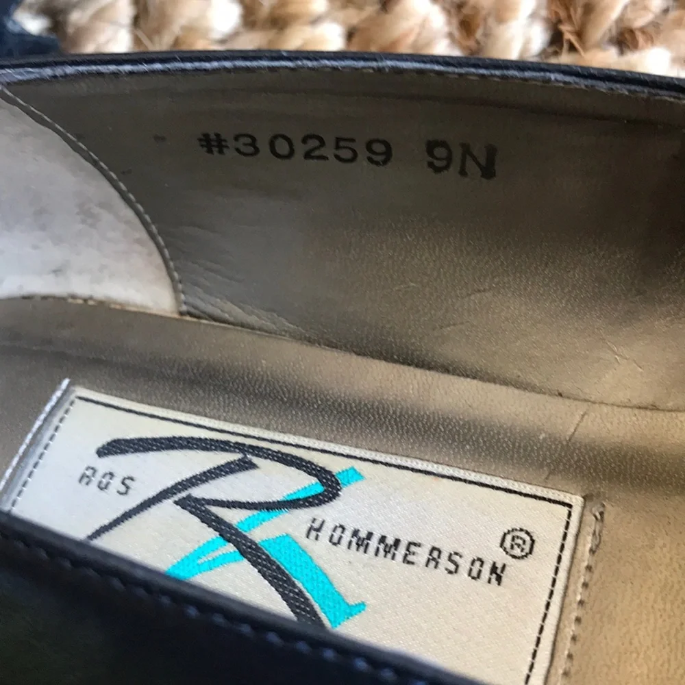 Vintage Navy and Gold Elephant Ros Hommerson Leather Loafers